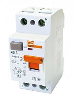 Выключатель дифференциальный (УЗО) ВД1-63 2п 40А 100мА тип AC | код. SQ0203-0011 | TDM